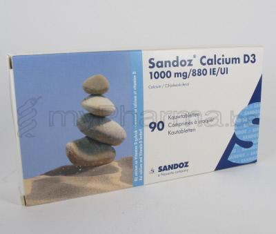 SANDOZ CALCIUM D3 1000/880 90 COMP À MACHER  (médicament)