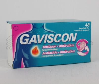GAVISCON ANTI-ACIDE ANTIREFLUX 48 COMP À CROQUER               (médicament)