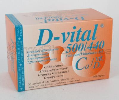 D-VITAL 500/440 30 SACHETS GOÛT ORANGE (médicament)
