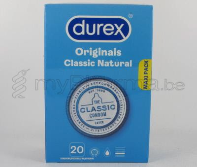 DUREX CLASSIC NATURAL 20 préservatifs lubrifiés        (dispositif médical)